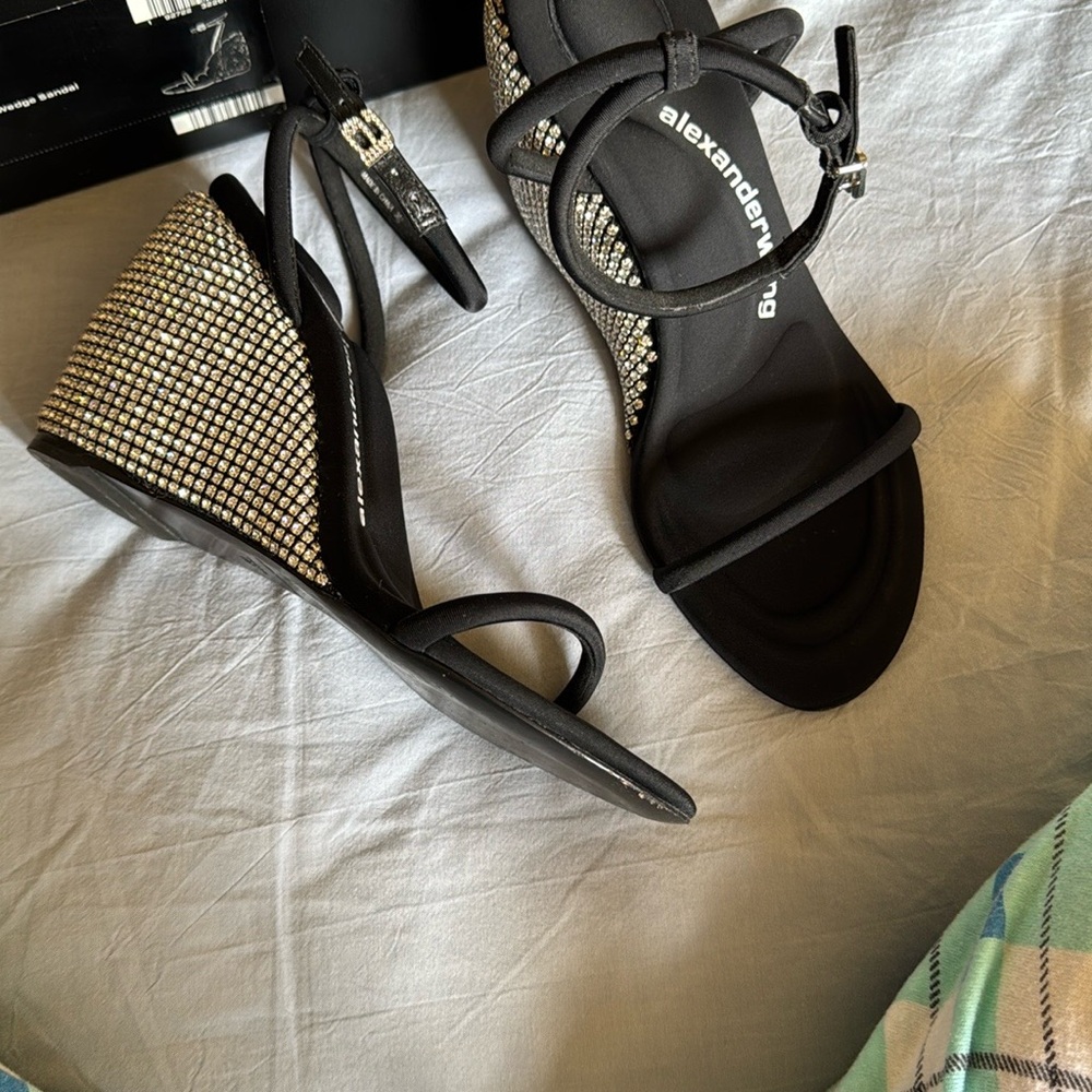 Alexander Wang Black and Silver Women's Wedge Sandals